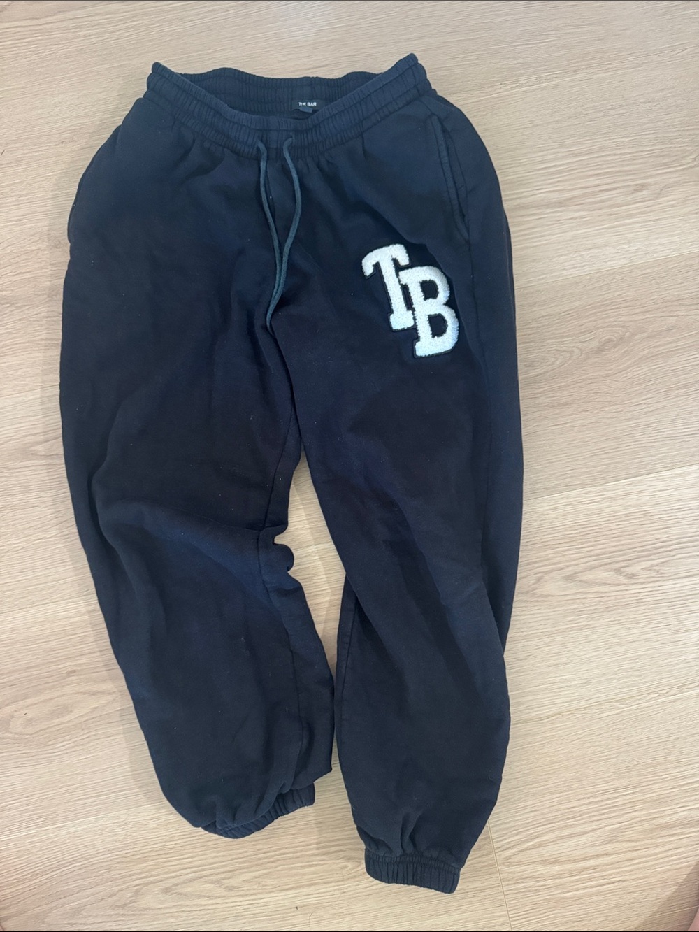 The Bar Black Sweat Joggers with TB Chenille Patch